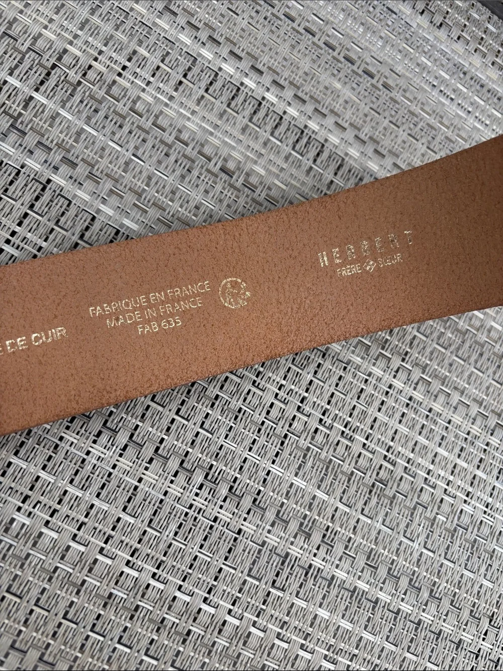 HERBERT FRERE SOEUR FRANCE  METALLIC Gold Wide Women’s Horsebit Detail Belt